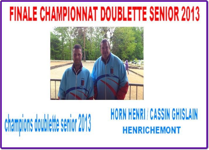 CHAMPION DU CHER DOUBLETTES SENIOR 2013 CHAMPION DU CHER DOUBLETTES SENIOR 2013