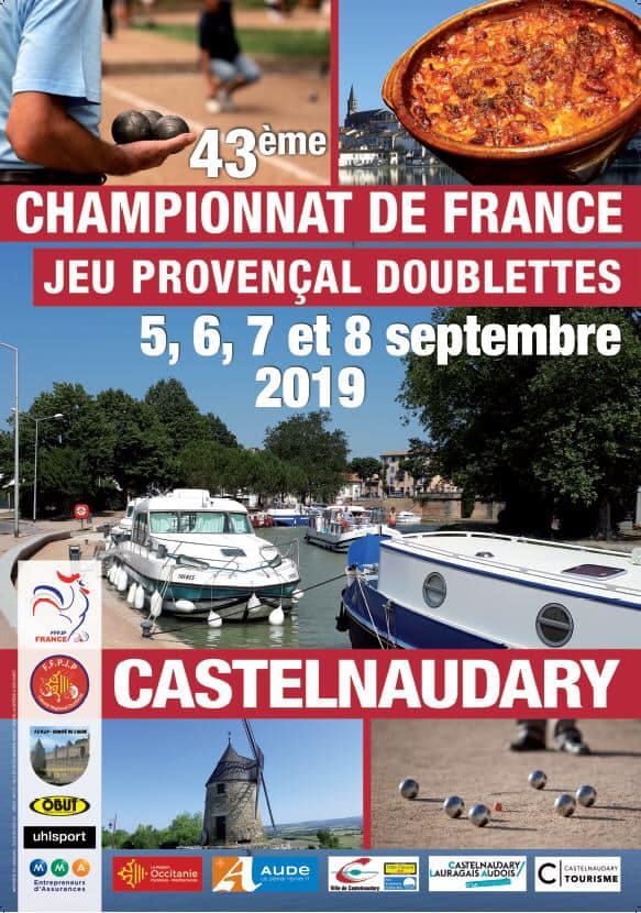 Championnat de France Doublettes les 5, 6, 7 et 8 Septembre