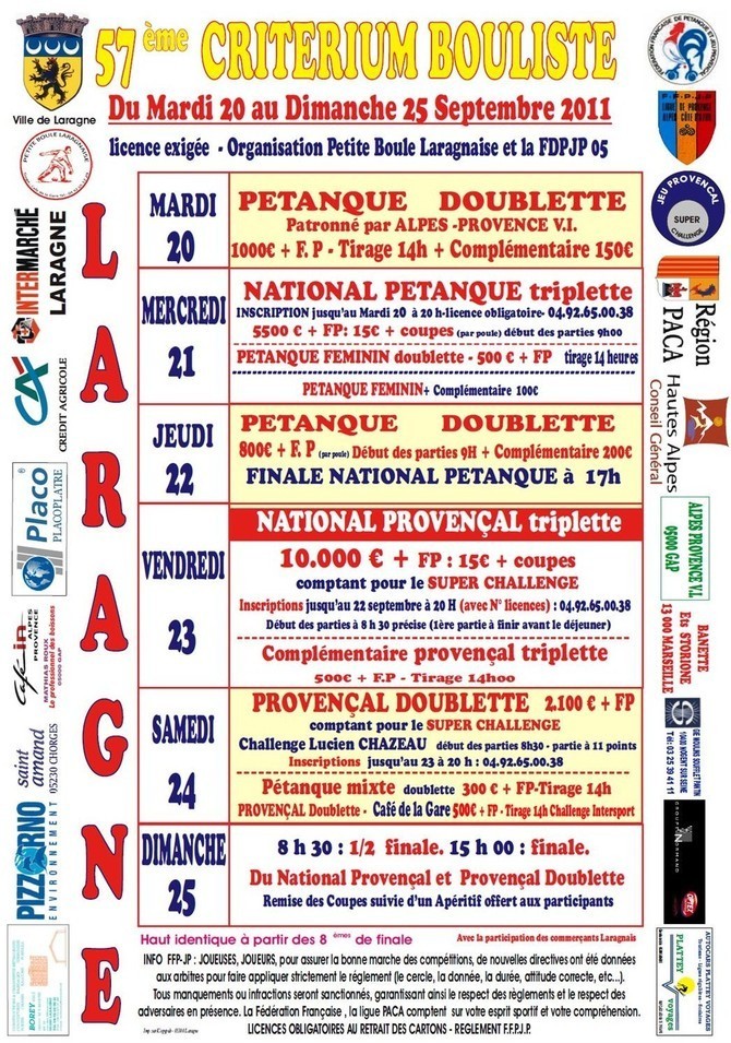 57 eme CRITERIUM BOULISTE DE LARAGNE-MONTEGLIN 57 eme CRITERIUM BOULISTE DE LARAGNE-MONTEGLIN