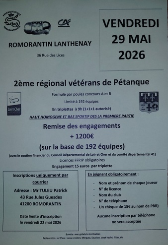 REGIONAUX PETANQUE P.B.R. 2026