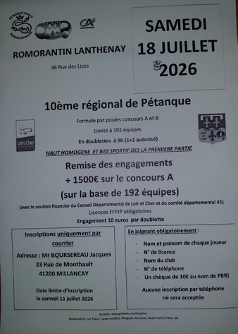 REGIONAUX PETANQUE P.B.R. 2026 REGIONAUX PETANQUE P.B.R. 2026