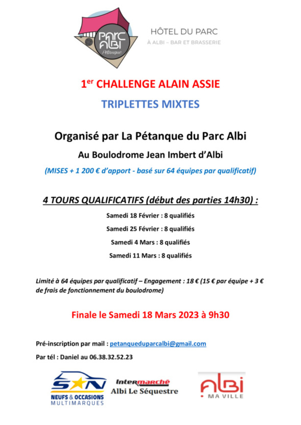 1er Challenge Alain Assié en Triplette Mixte 1er Challenge Alain Assié en Triplette Mixte