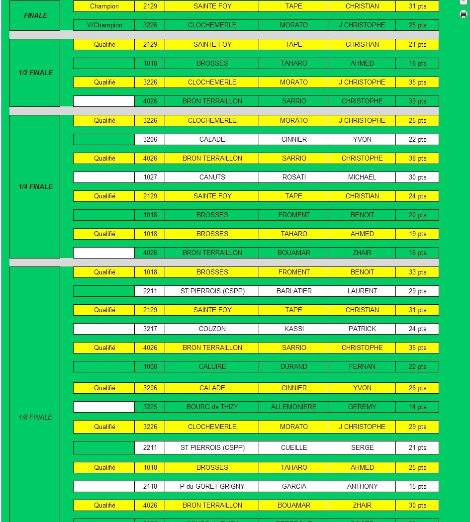 Championnat du Rhône triplette promotion et tir de précision 2013