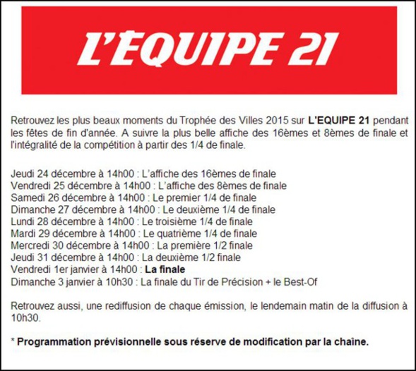 Equipe 21 pour les fêtes de fin d années Equipe 21 pour les fêtes de fin d années