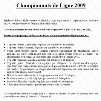Explications déroulement des championnats de ligue