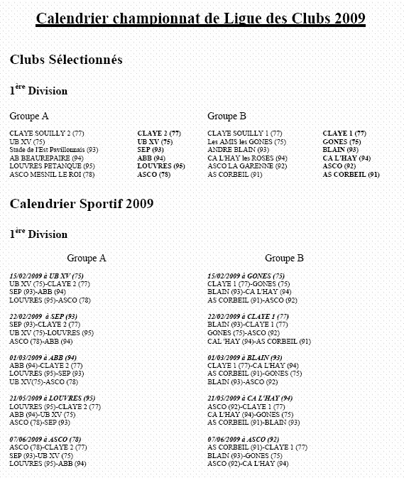 Championnat de ligue des club 2009