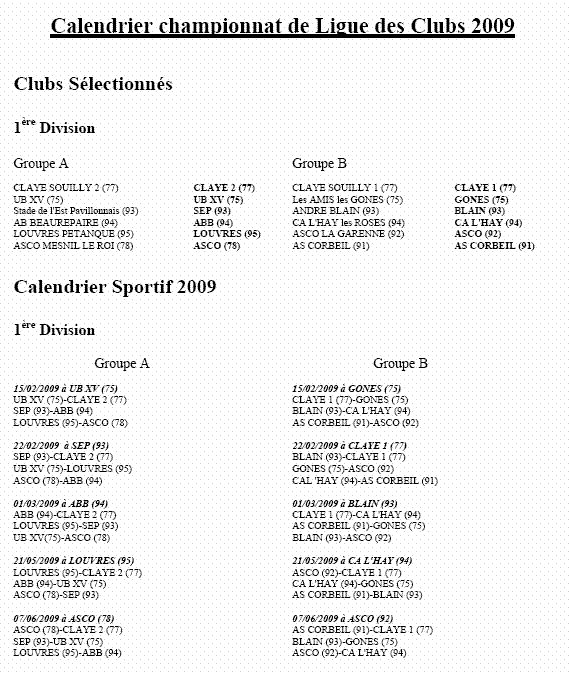 Championnat de ligue des club 2009 Championnat de ligue des club 2009