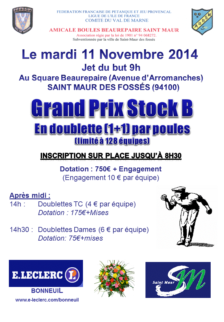 Grand Prix Stock B - Mardi 11 Novembre 2014 Grand Prix Stock B - Mardi 11 Novembre 2014