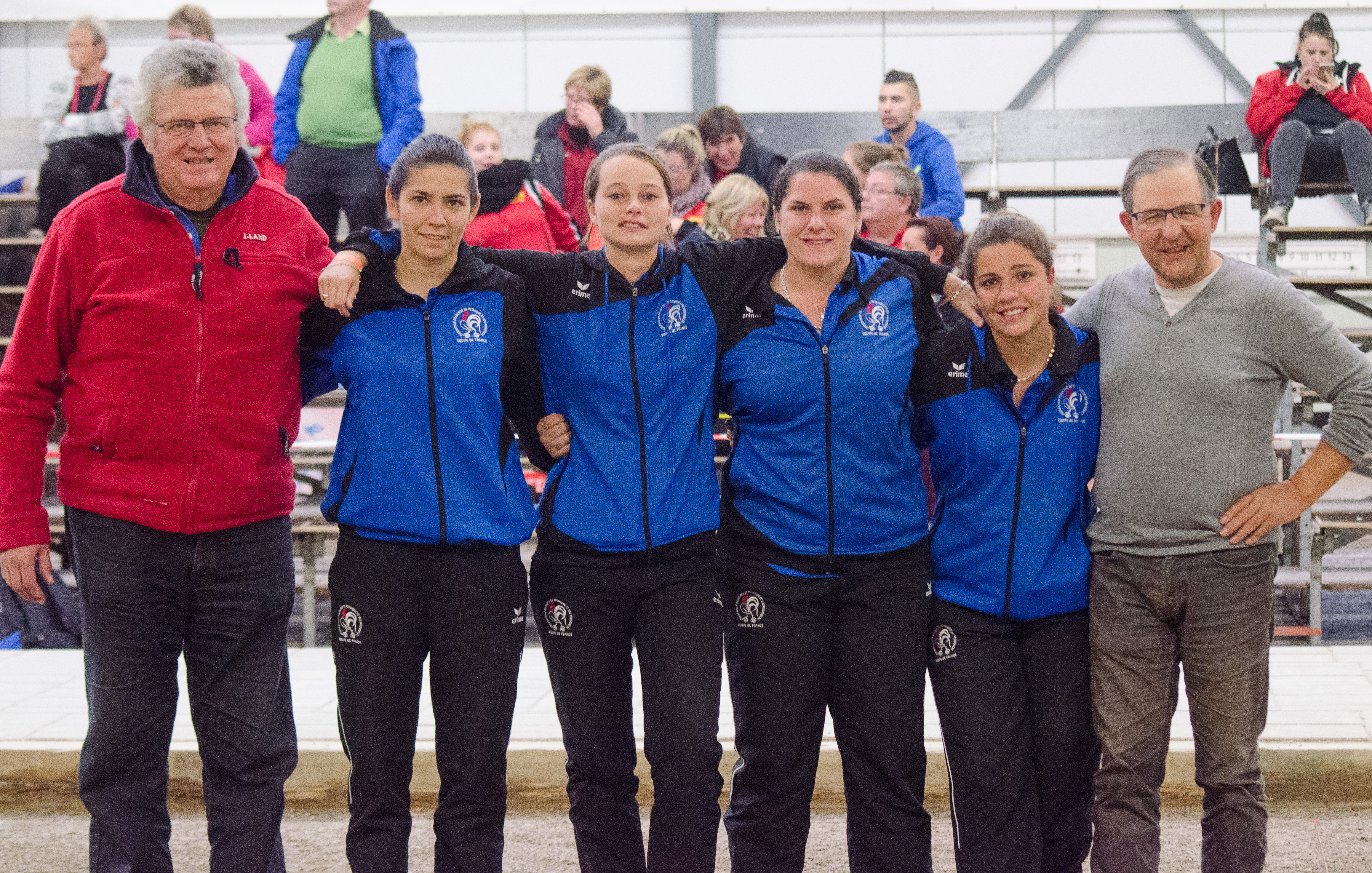 (merci MARC pour la photo)équipe de france espoir championne d'europe 18 octobre 2015 a nieuwegein (audrey BANDIERA- anais LAPOUTGE- cindy PEYROT - alison RODRIGUEZ