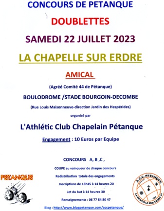  SAMEDI 22 JUILLET CONCOURS  OUVERT à TOUS