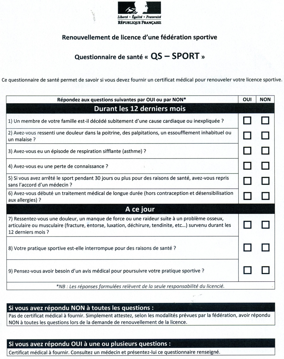 QUESTIONNAIRE SANTE QUESTIONNAIRE SANTE
