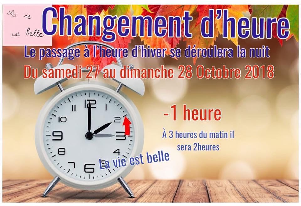 ATTENTION NUIT DU SAMEDI 27 OCTOBRE 2018