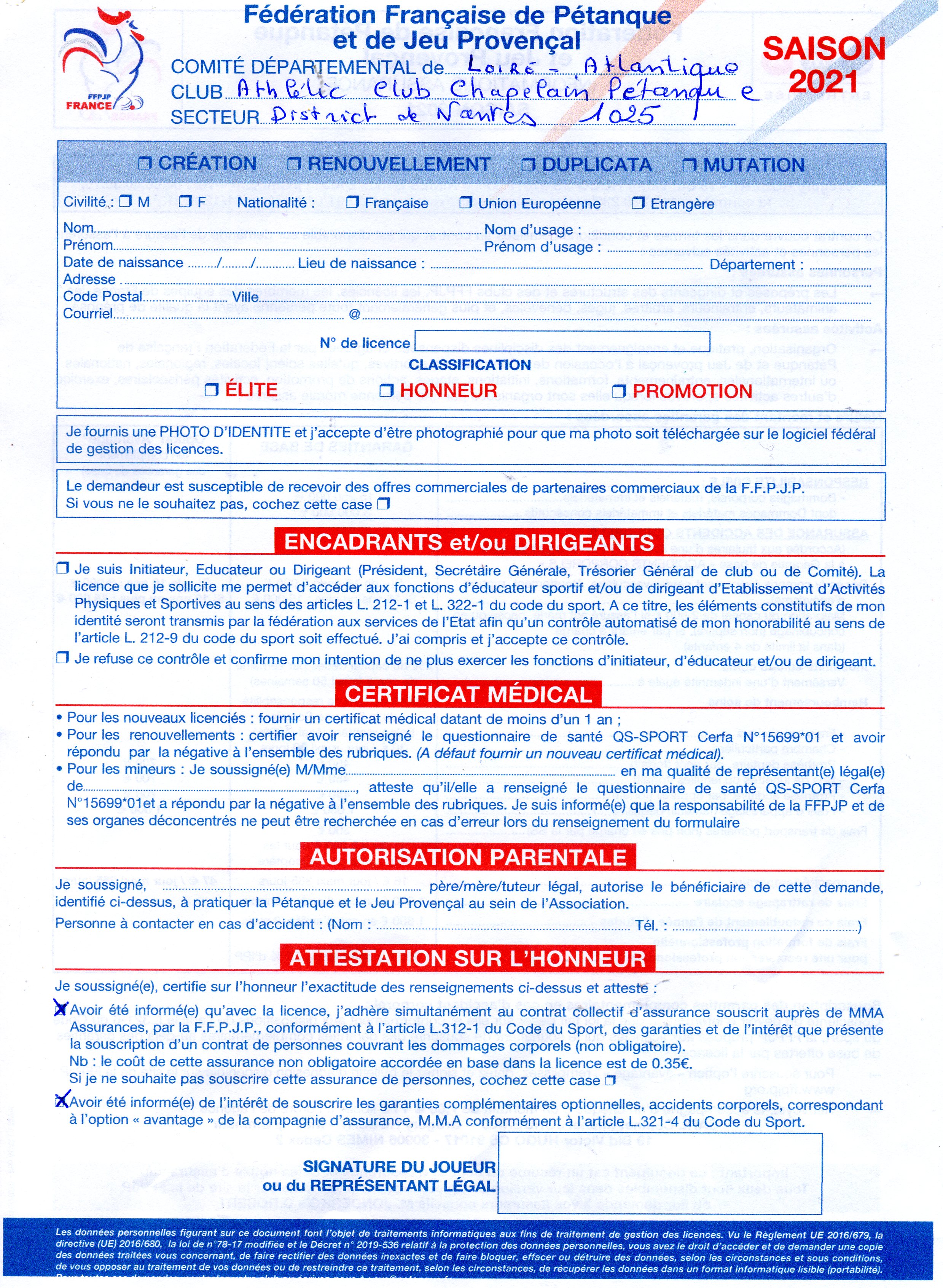 LICENCES 2021