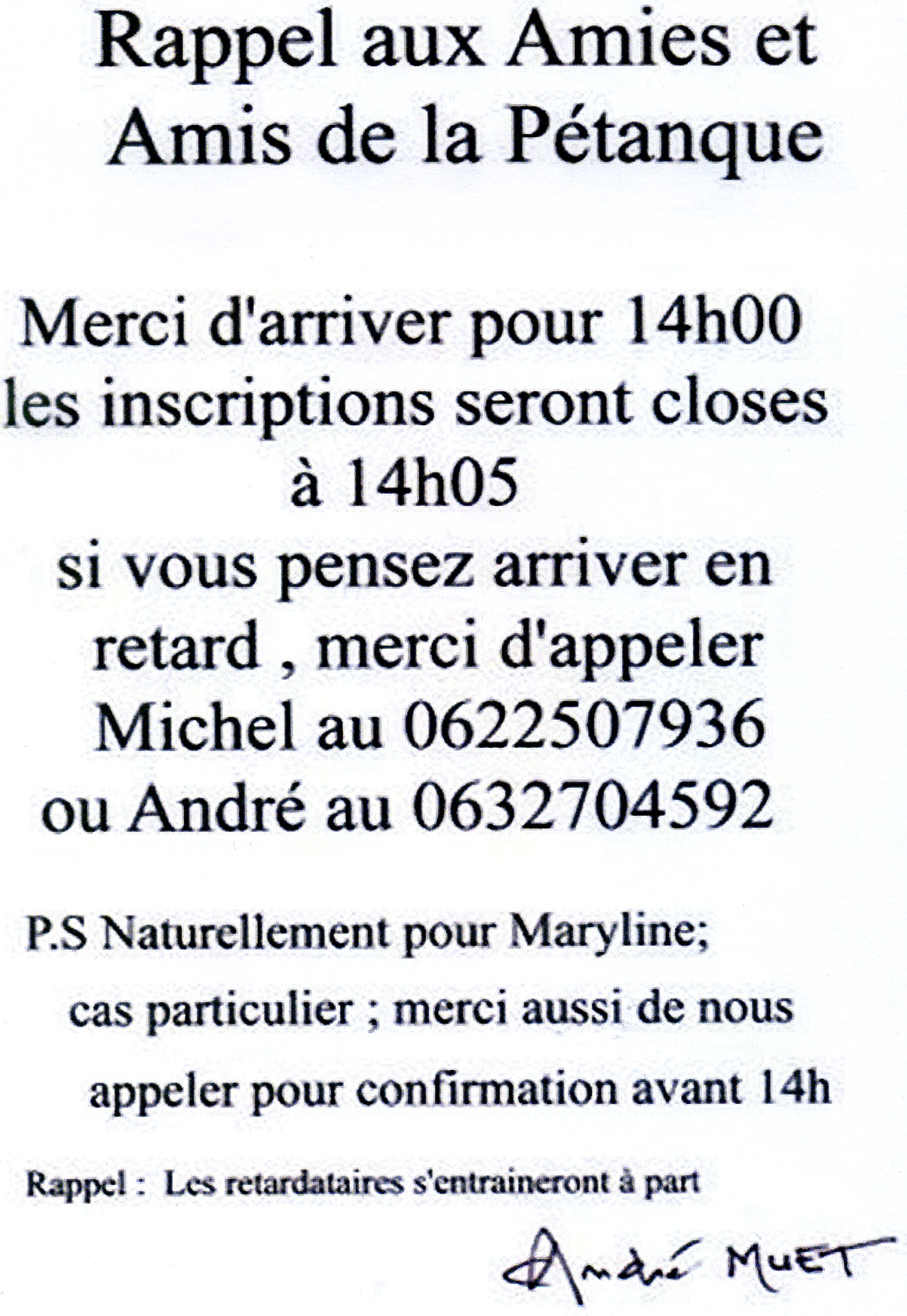 NOUVELLE CONSIGNE POUR LE JEUDI APRES MIDI  APPLICABLE  A PARTIR DU 6 FEVRIER 2014