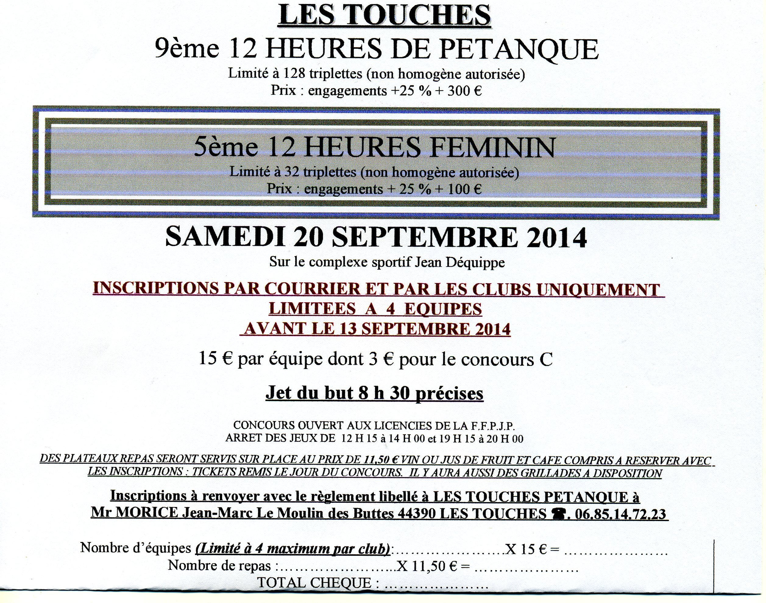 12 HEURES FEMININ et MASCULIN