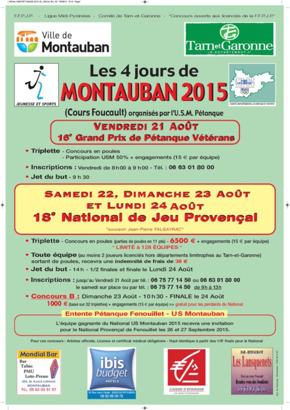 18éme National de Montauban du 22 au 23 AOUT 2015 18éme National de Montauban du 22 au 23 AOUT 2015