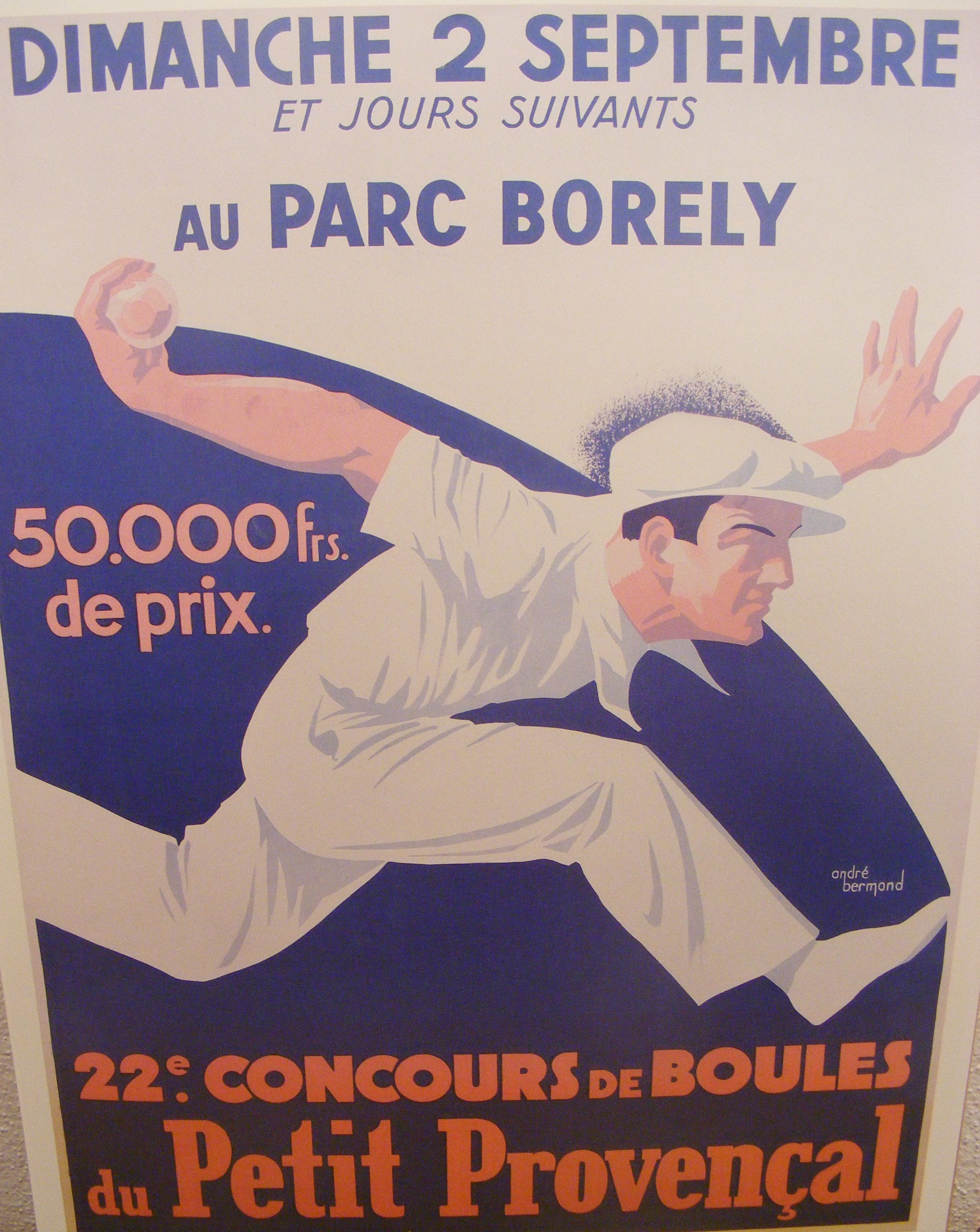L'affiche légendaire d'André Bermond qui remporta le concours d'affiches en 1933 et qui orna longtemps le Provençal