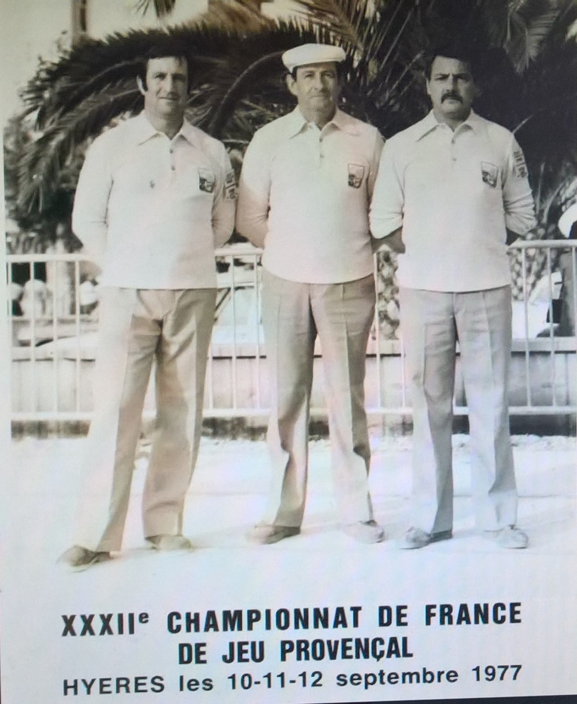 Vincent SOLER François SOLER Roger GUIOT, la classique des Seventies ici au Championnat de France 1977 à Hyères. Vincent SOLER François SOLER Roger GUIOT, la classique des Seventies ici au Championnat de France 1977 à Hyères.