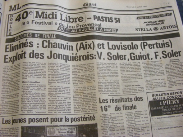 A la une du Midi Libre 1984, encore un exploit de Frères Soler et Guiot !!