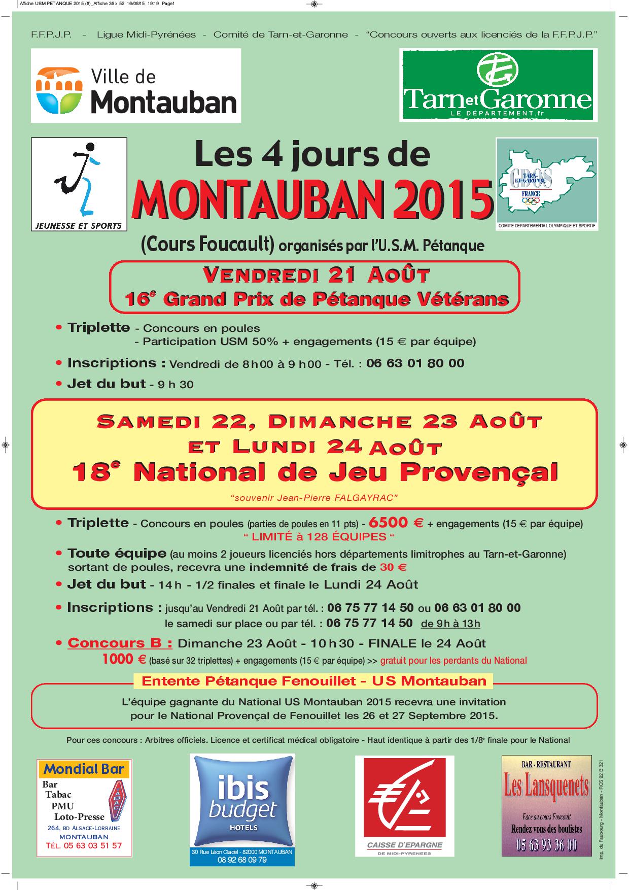 18éme National de Montauban du 22 au 23 AOUT 2015 18éme National de Montauban du 22 au 23 AOUT 2015