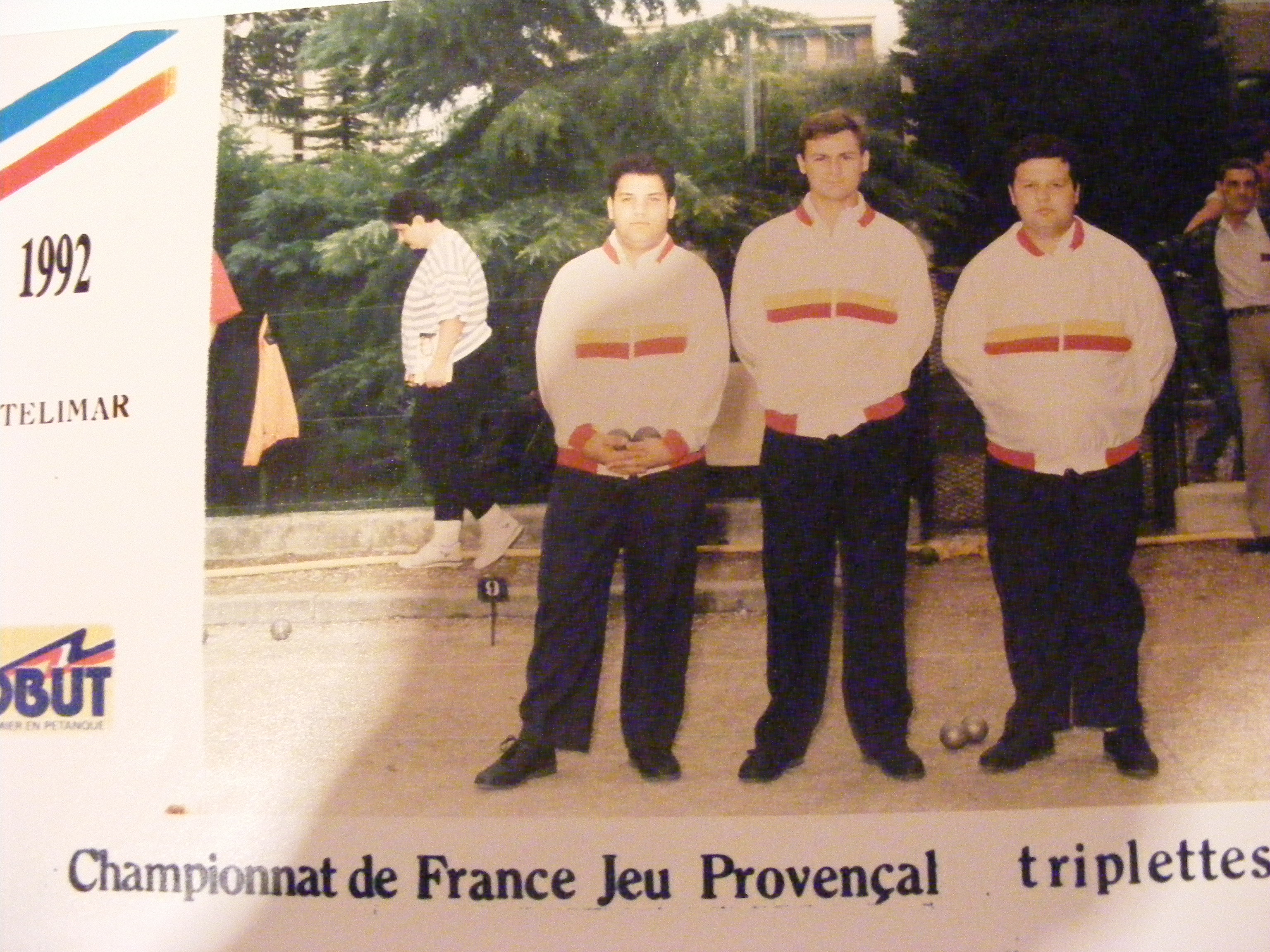 Les frères Maraval, Cyril à gauche et Thierry à droite, avec Fred Lauvaux au centre, champions de Ligue 1992 et qualifiés ici à Montélimar