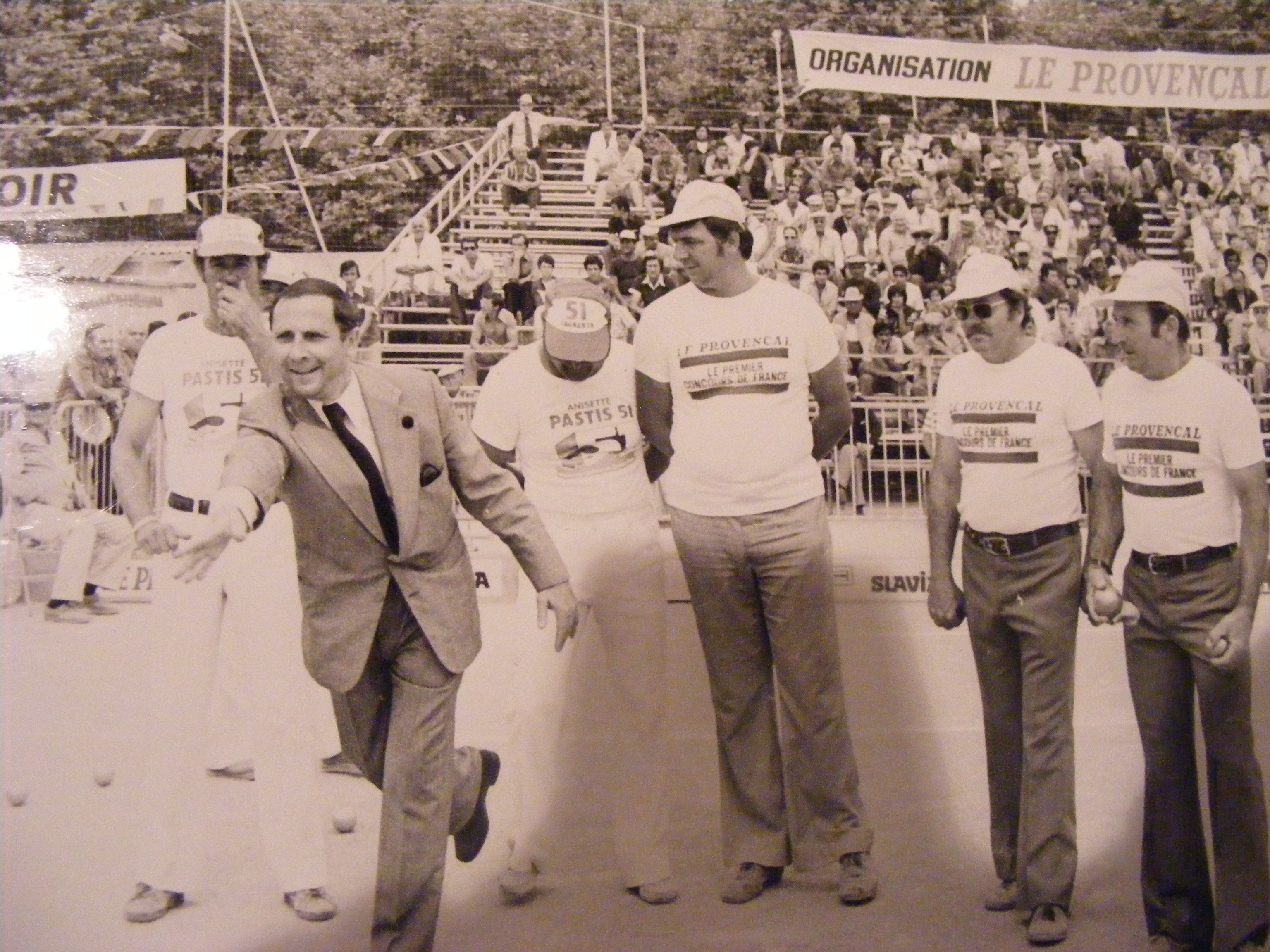 Demie finale du Provençal 1977 avec Dédé Salles et Antoine Matalana, grands favoris ils vont s'incliner face aux varois Allegre Baragatti et Tropini