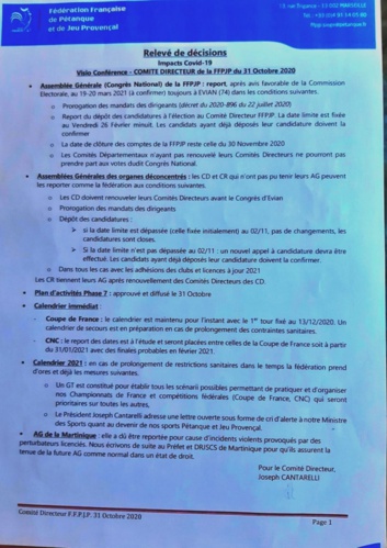 compte rendu réunion FFPJP en date du 31/10/2020 compte rendu réunion FFPJP en date du 31/10/2020