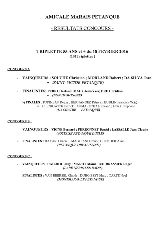 resultats concours