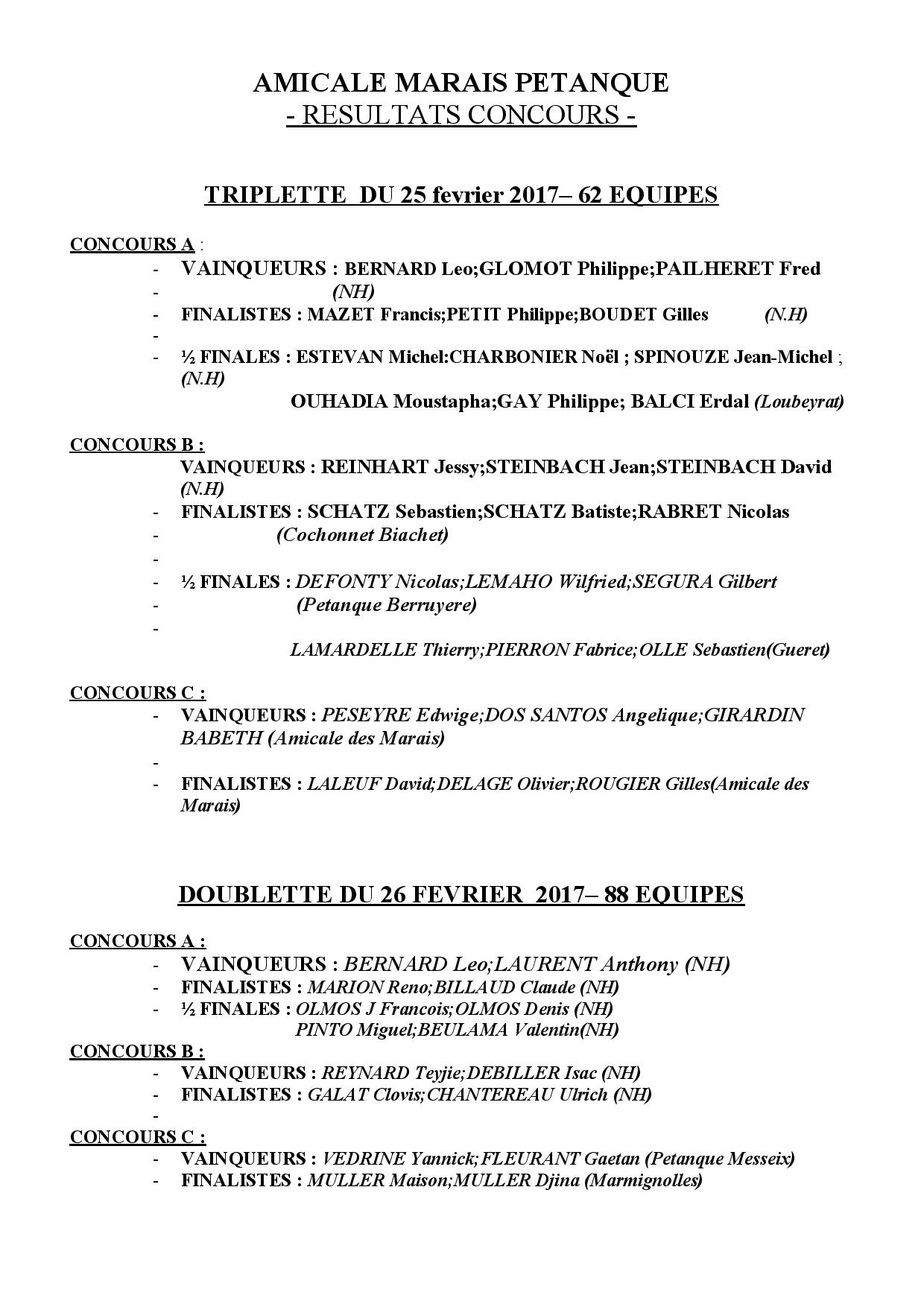 resultats concours resultats concours