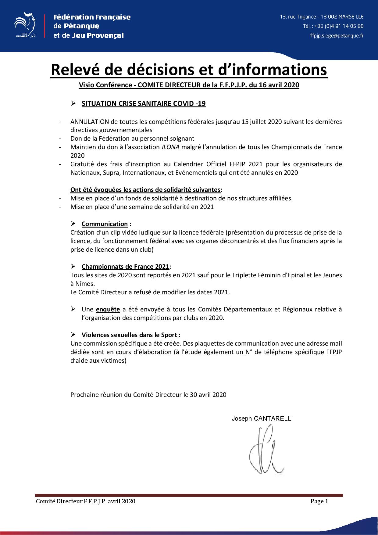 Info conavirus FFPJP Info conavirus FFPJP