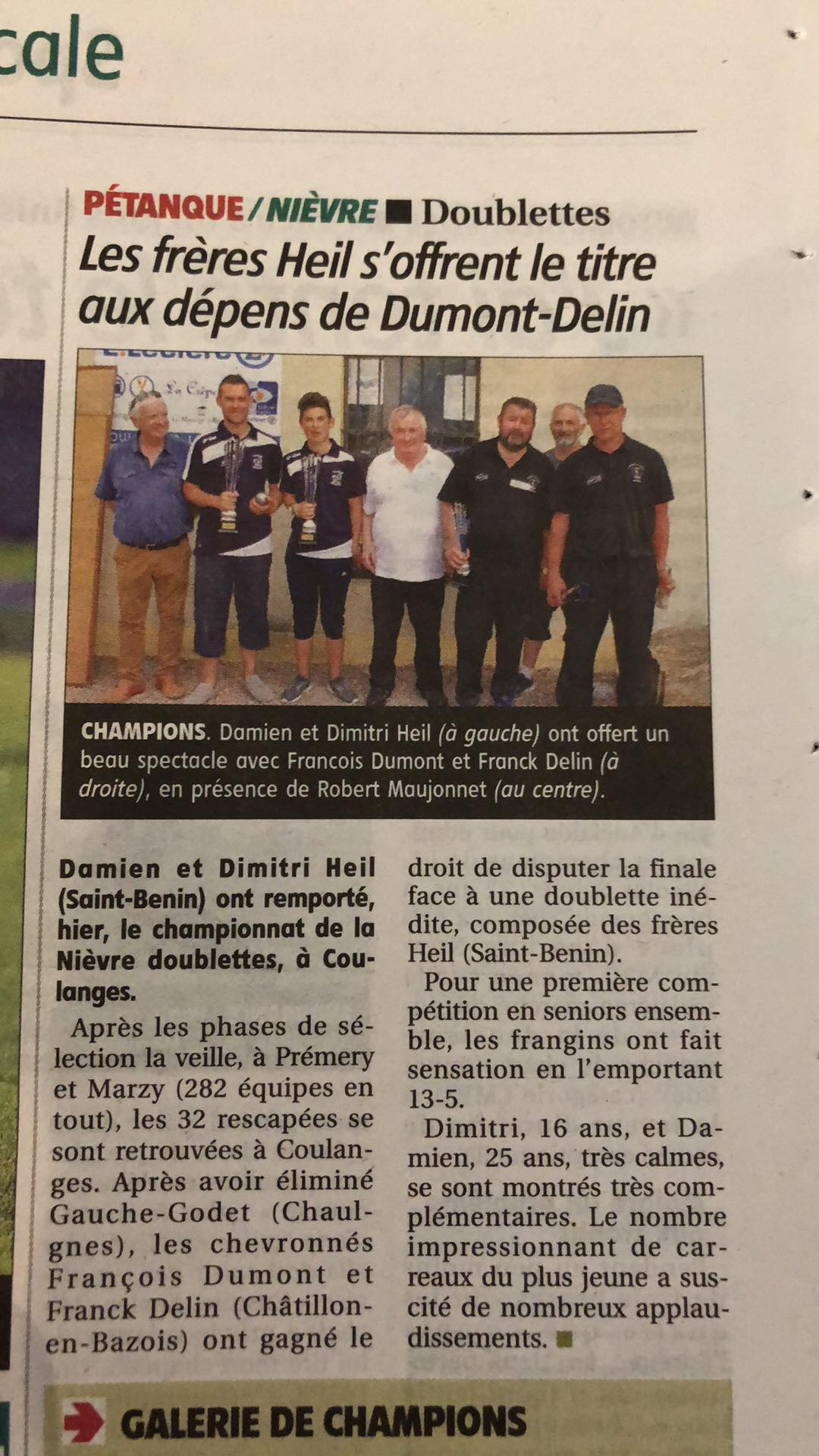 Nos champions sur le journal Nos champions sur le journal