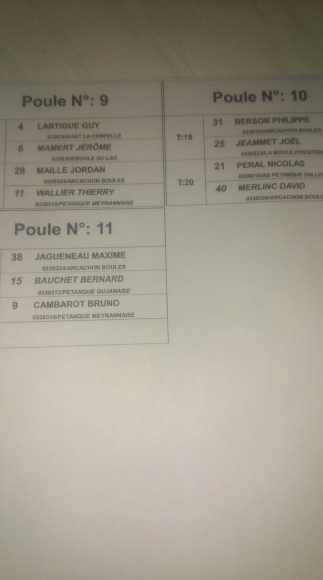 Poules qualif. Triplettes suite... Poules qualif. Triplettes suite...