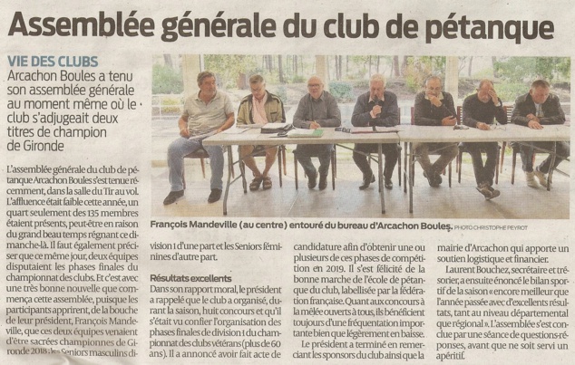 assemblée générale 2018 - Sud-Ouest 30 Octobre assemblée générale 2018 - Sud-Ouest 30 Octobre