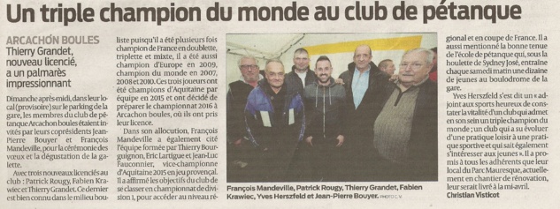 Journal SUD OUEST du 14 Janvier 2016