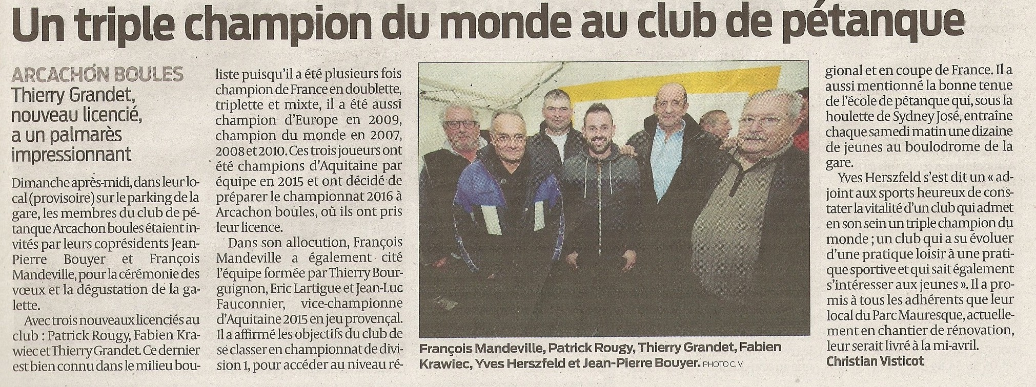 Journal SUD OUEST du 14 Janvier 2016
