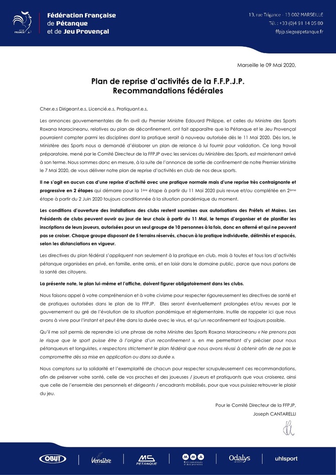 Dernière  INFO de la  FFPJP
