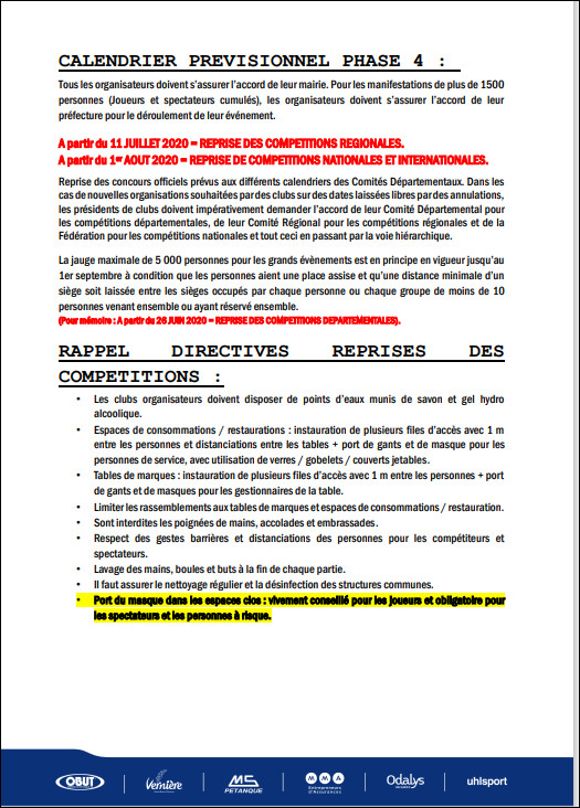 FFPJP   PLAN  DE  REPRISE   PHASE .4   DU   16  JUILLET