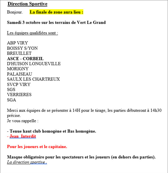 FINALE   DEPARTEMENTALE  COUPE DE FRANCE