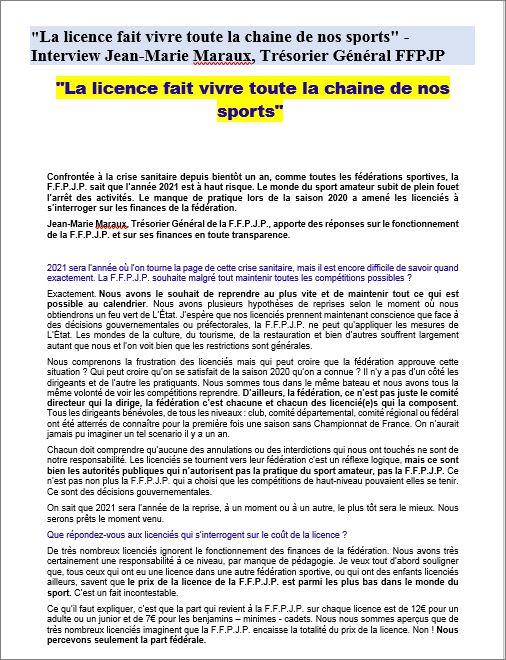 NOUVELLE   INFO  FFPJP