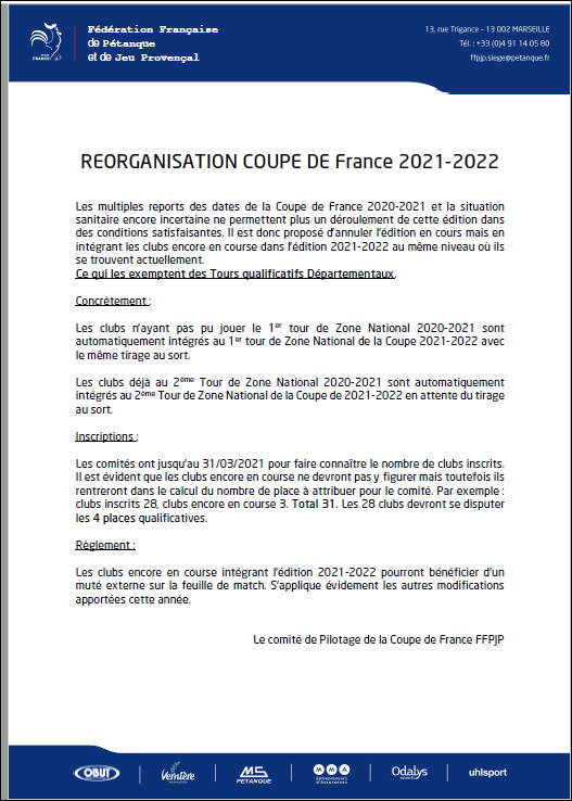 NOUVELLE  MESURE  COUPE  DE  FRANCE   2021