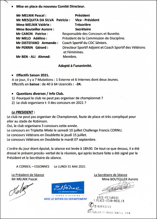 COMPTE  RENDU   AG  ORDINAIRE  2020