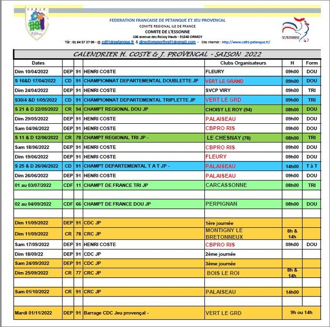 CALENDRIER  PROVENCAL  2022