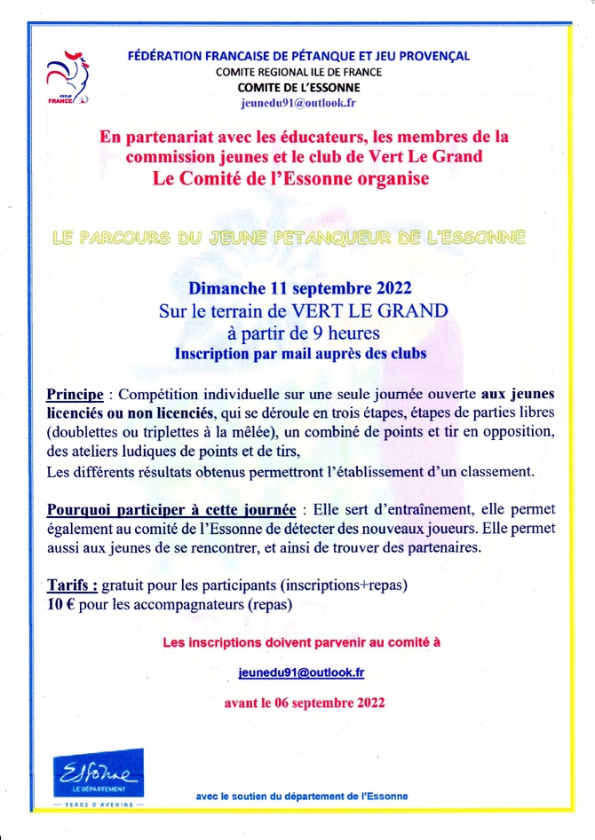 AFFICHE  PARCOURS  JEUNES  PETANQUEURS