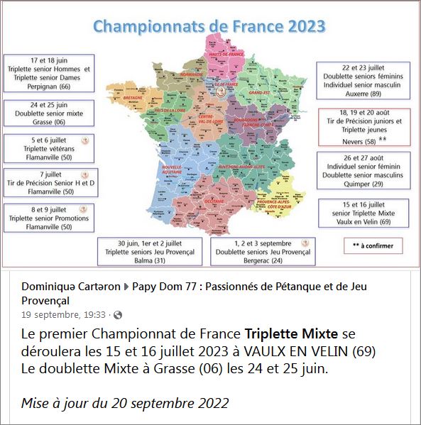 LIEU  DES  CHAMPIONNATS  DE  FRANCE  2023