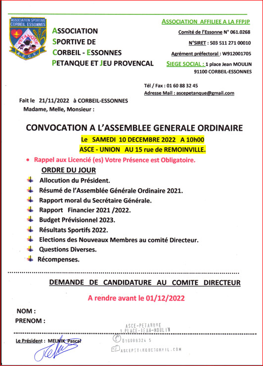 CONVOCATION   AG. 2022