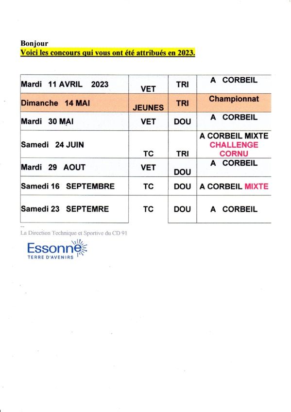 CONCOURS  2023  A CORBEIL - ESSONNES