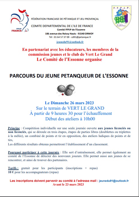 PARCOURS  DU JEUNE  PETANQUEURS  2023