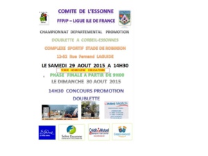 AFFICHE CHAMPIONNAT DOUBLETTE PROMOTION AFFICHE CHAMPIONNAT DOUBLETTE PROMOTION