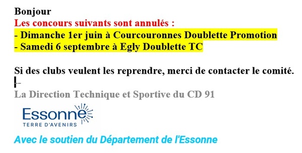 ANNULATIONS DE CONCOURS ANNULATIONS DE CONCOURS