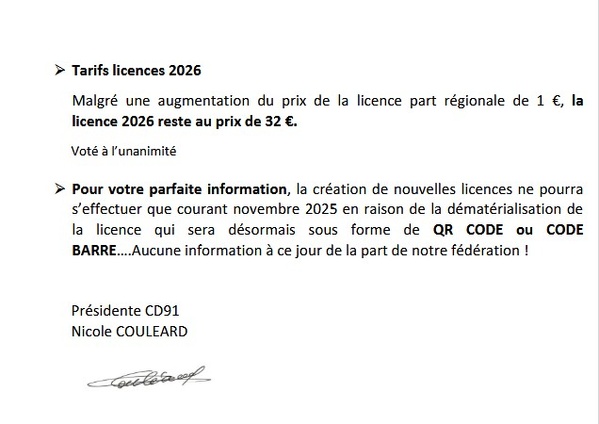 RELEVE  DECISIONS DU  CD.91  MUTATION